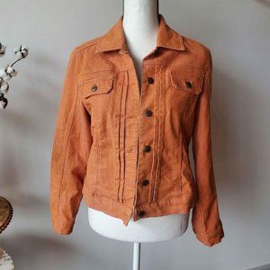 Dress Barn orange denim jacket size medium pumpkin spice fall